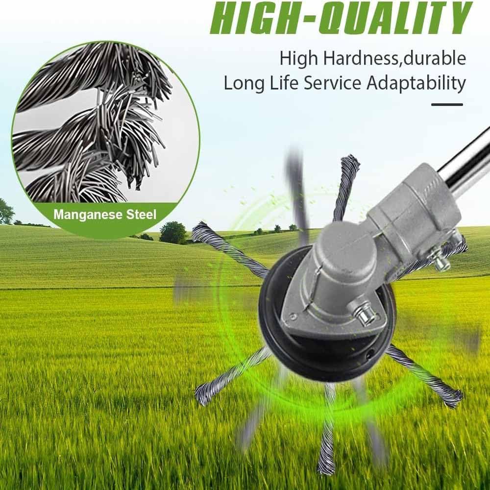 Generisch 2025 New Universal Steel Wire Grass Trimmer Head,with Adapter Kit,for Moss Grass Rust Removal,Compatible with Most Lawn Mower,Tool-Free Installation (6 Blades, 1pcs)