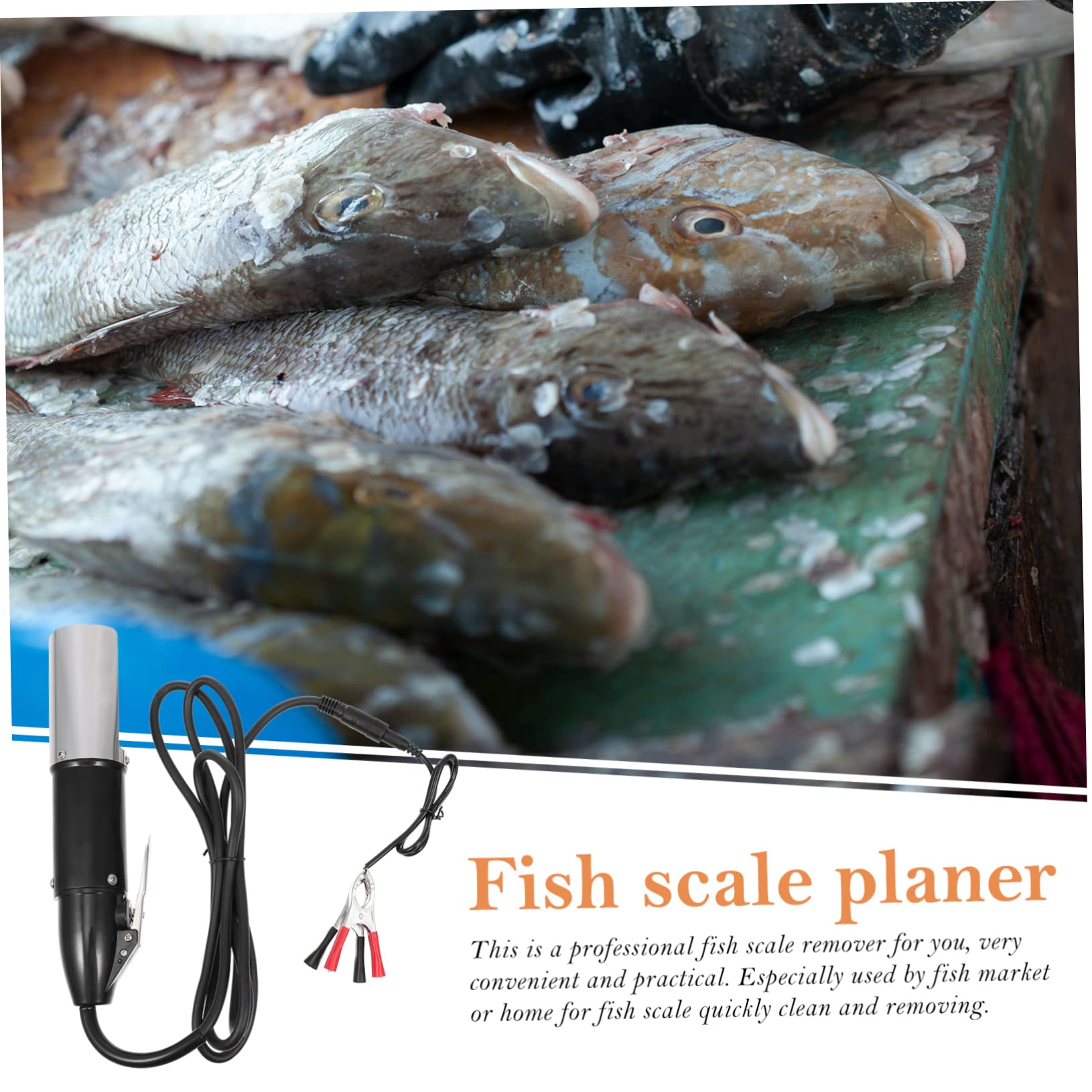 OUNONA Raspador Eléctrico de Escamas de Pescado Robusto y Resistente Corrosión Batería de Litio y Acero para Uso en Pescado y Carpa, Fácil de Limpiar Agua