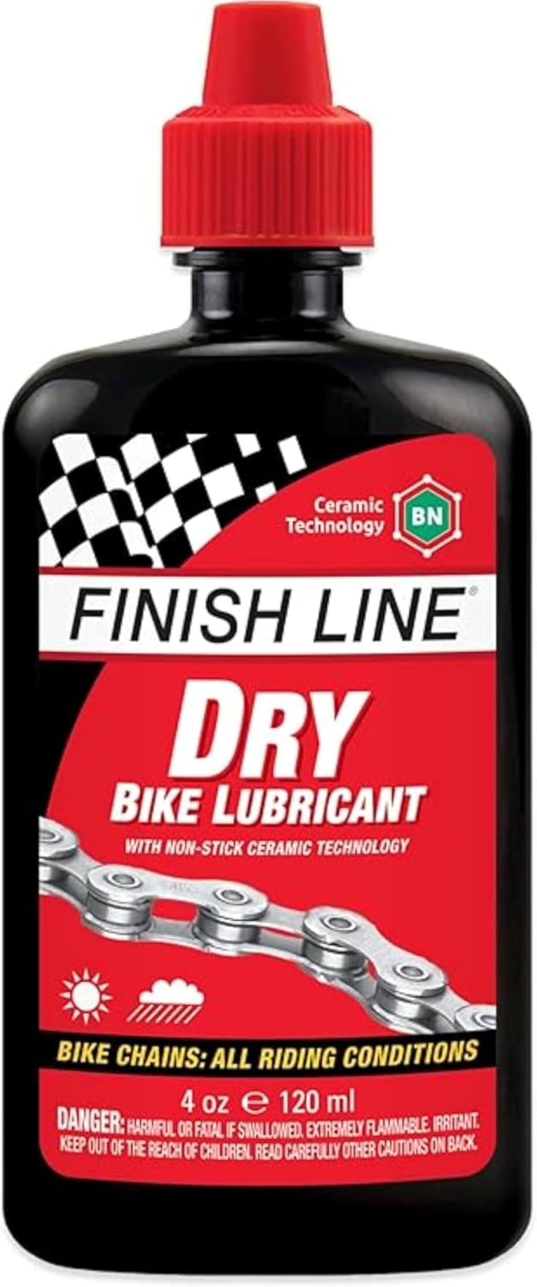 Finish Line Dry Bike Chain Lube – Ceramic Dry-Film Lubricant – Dirt & Dust Resistant