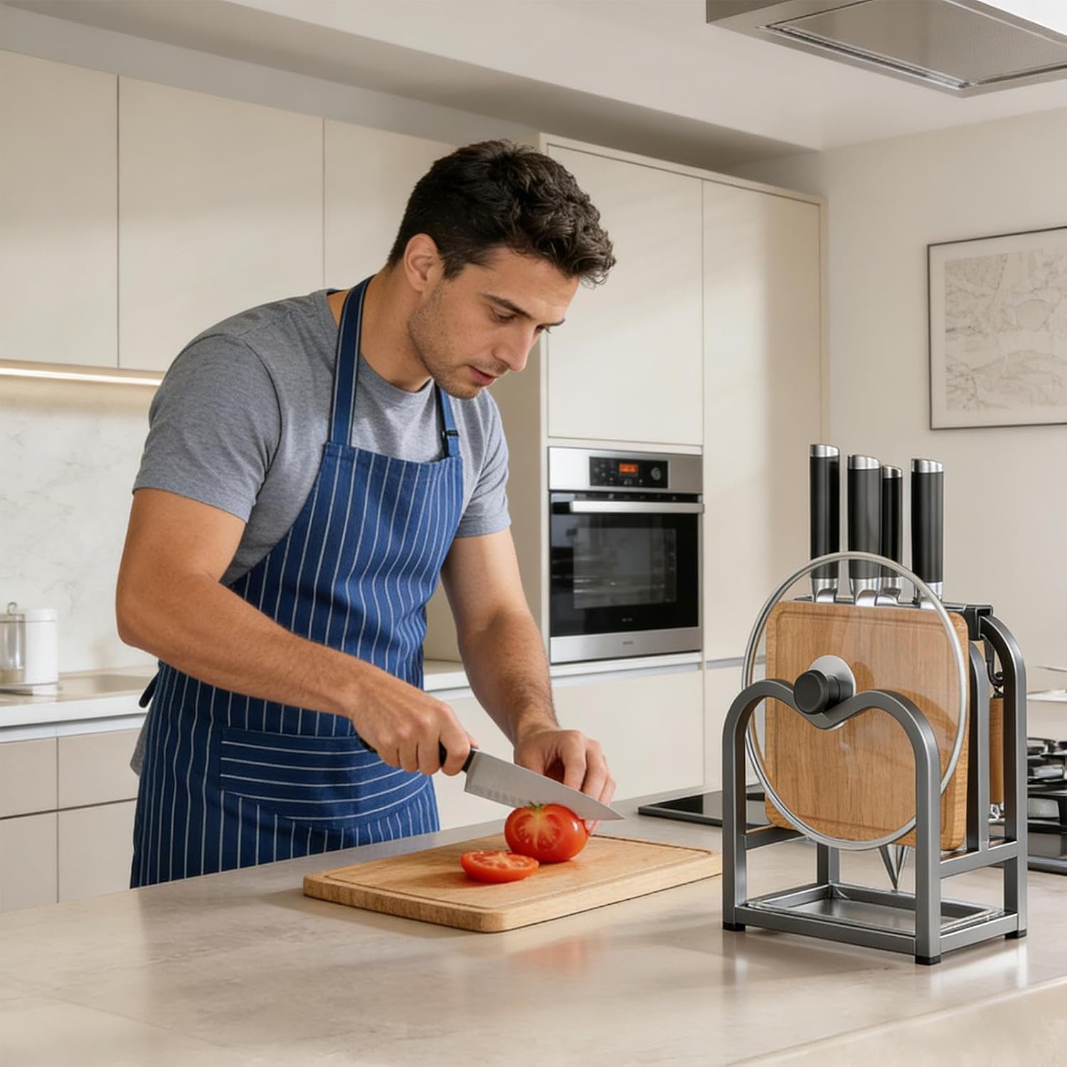 Home Storage Storage Lid Holder, Space Saving Carbon Steel Utensils Holder,Organizer for Lids and Spoons, for Kitchen, Apartment, Dorm, Camper, Car, Restaurant, Wardrobe