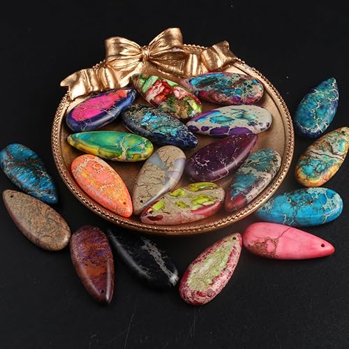 Miniatura 6 de Colgantes de conectores de piedra natural, colgantes de jaspe de sedimento marino, dijes de jaspe imperial para hacer collares o joyas