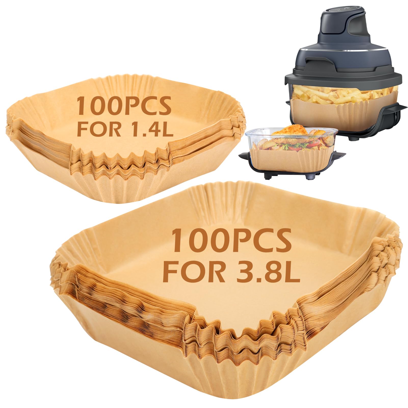 BYKITCHEN Air Fryer Liners for Ninja CRISPi FN101UK/AS090UK, 200 Count
