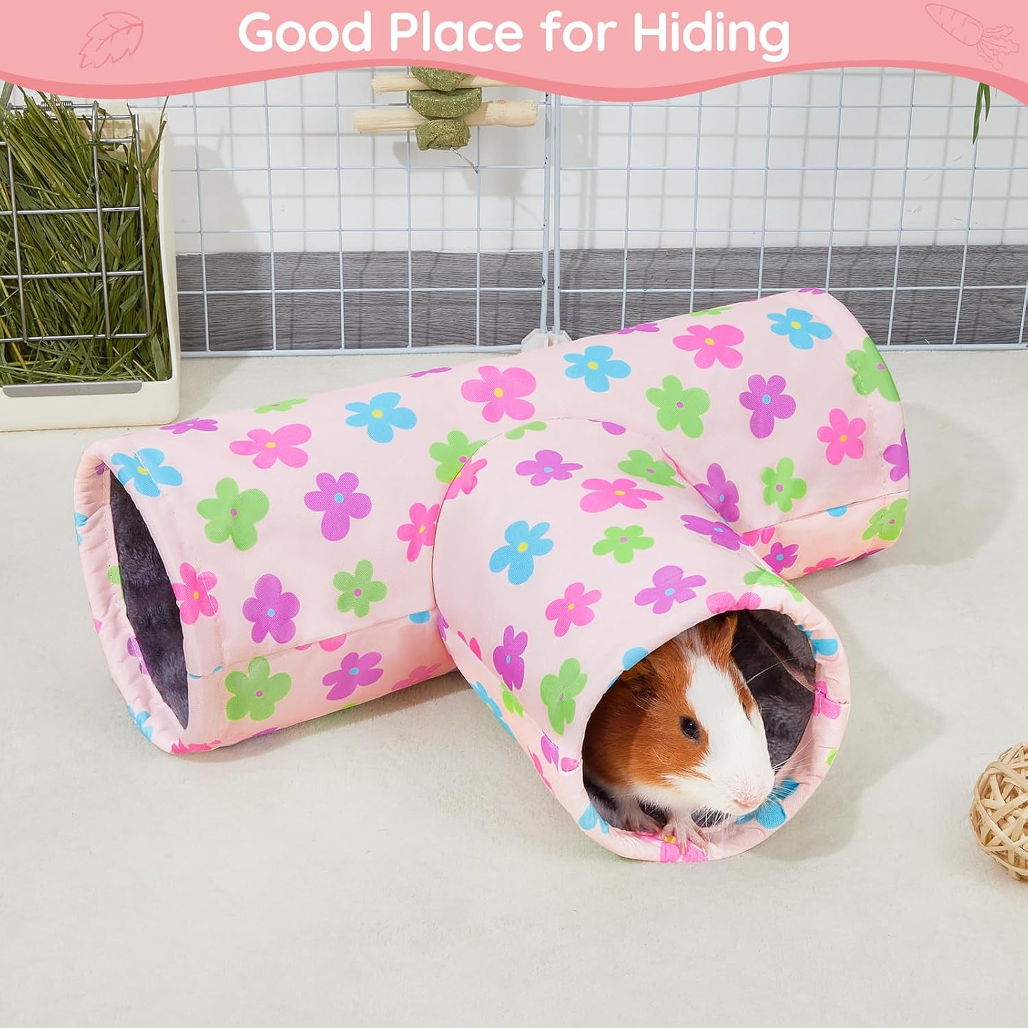 Glittme Washable Guinea Pig Tunnel, 17.7" Soft Plush Hideout for Small Pets image 2