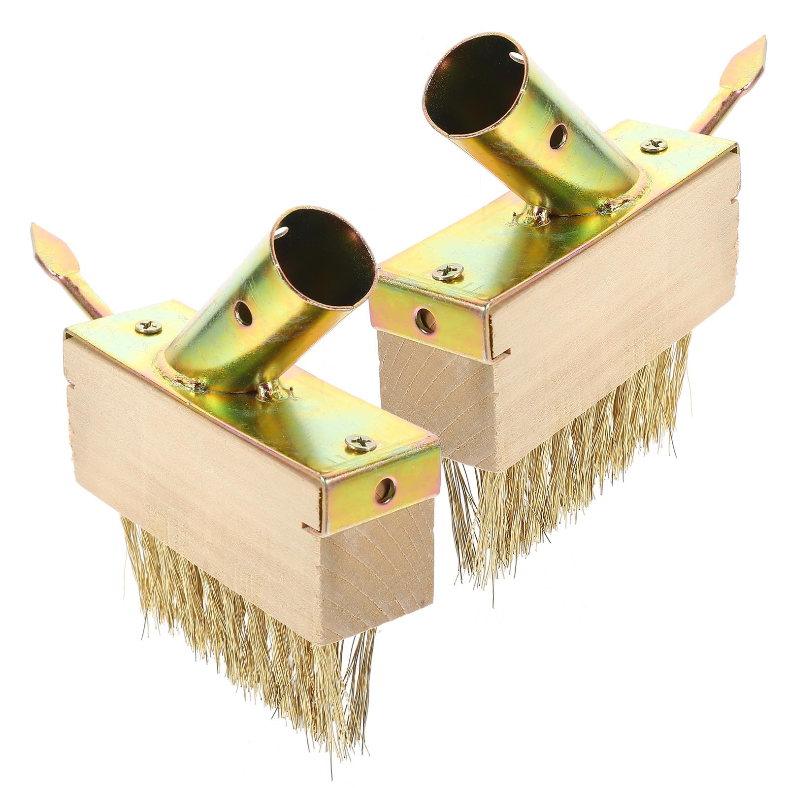 Lurrose 2 cabezales de cepillo de alambre de acero para jardín, herramientas manuales para desherbar, limpiar grietas en terrazas y patios, eliminar maleza en y para el mantenimiento del jardín.