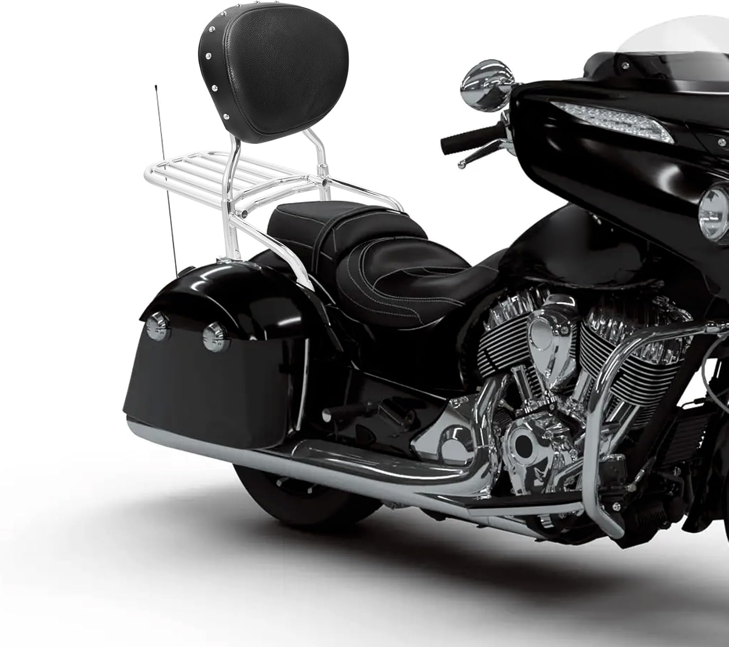 TCT-MOTORPARTS Passenger Sissy Bar Backrest Pad Luggage Rack Fit For Indian Chieftain Springfield Challenger Dark Horse Vintage Roadmaster 2016-2025