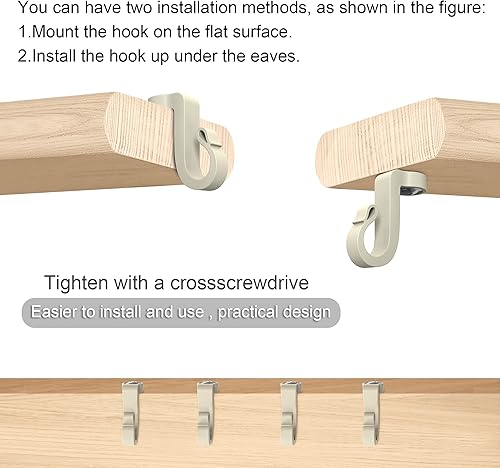 Miniatura 10 de WIMNISV Paquete de 44 ganchos Q-Hanger y tornillos, ganchos para colgar luces de Navidad para el hogar para interiores y exteriores, para fiestas de