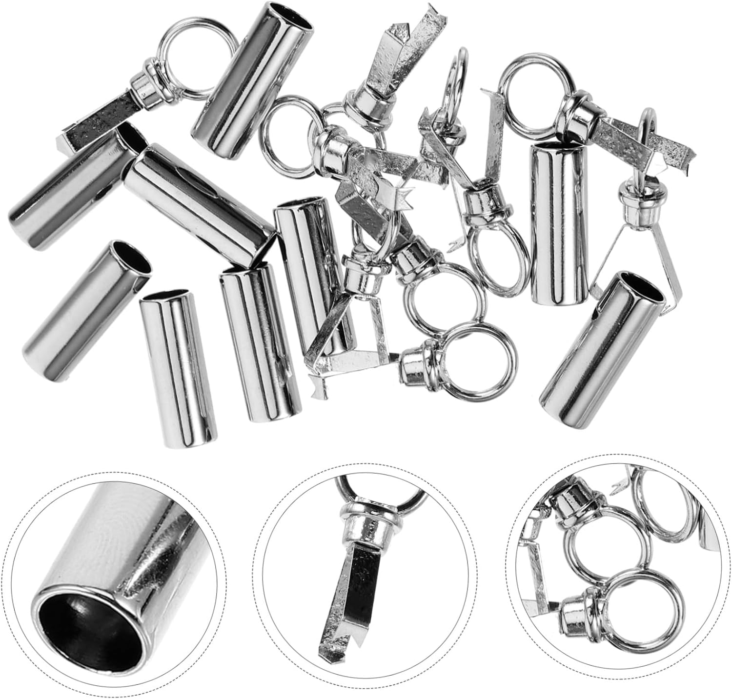 Gadpiparty 10 Sets Cord Stops for Drawstrings Hood Drawstring End Caps Replacement Tips for Hoodies Sweatshirts Pants Lightweight DIY Clothing Accessories Silver