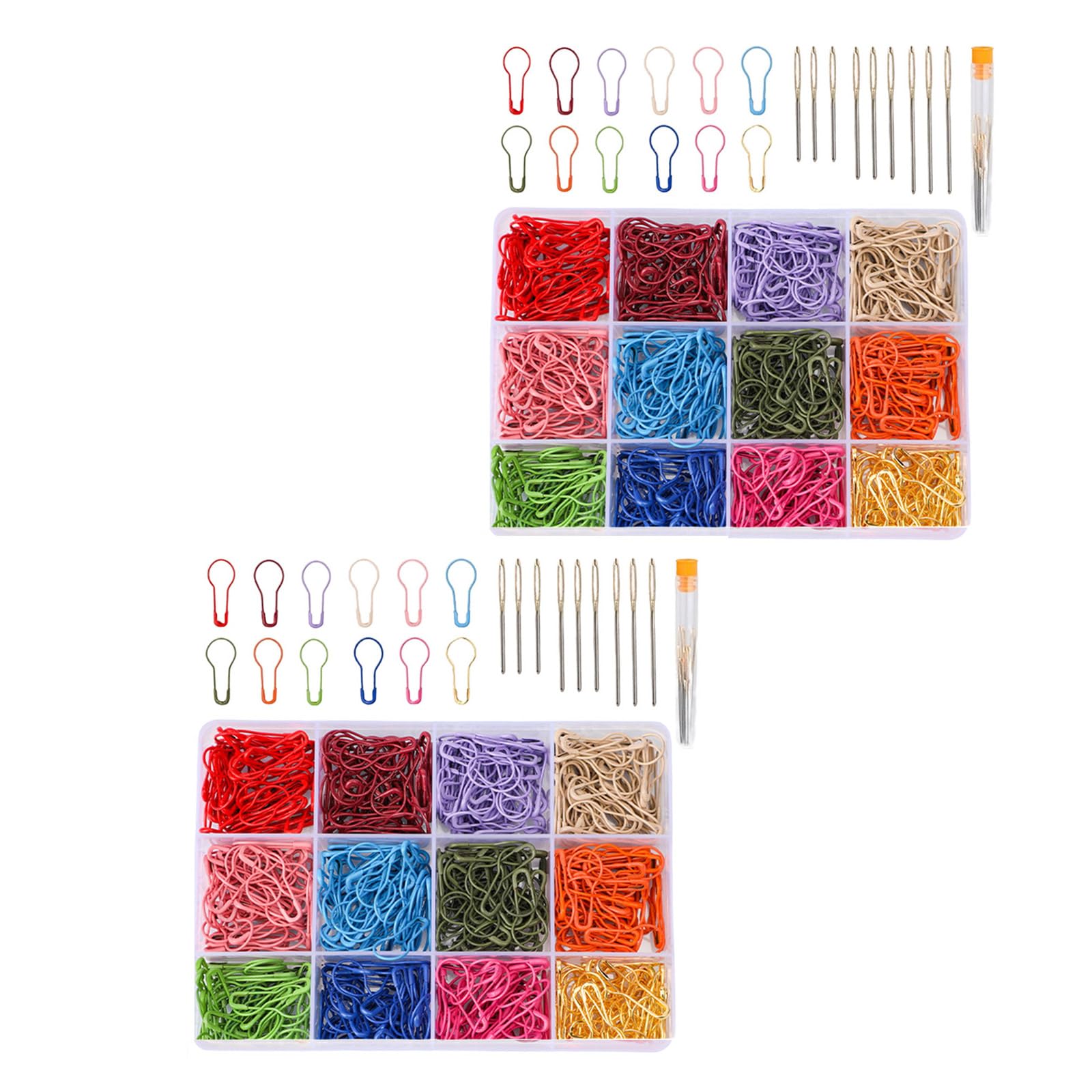 carotoe 1200Pcs Colorful Crochet Stiching Marker Metal Safe Pin Metal with 18 Large Eye Knitting Needle and Storage Case School Supplies