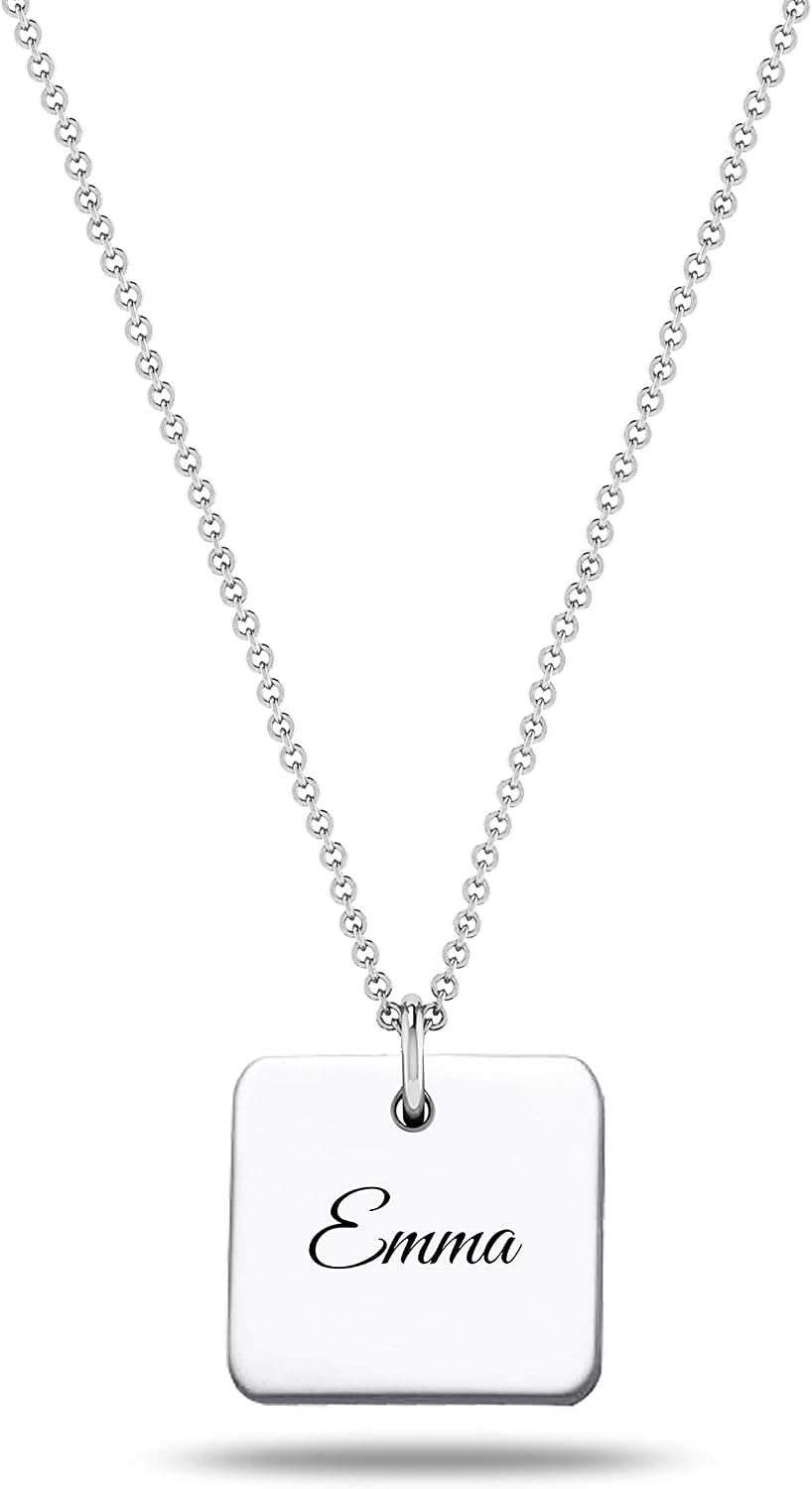 LeCalla Personalized Customized Engraved Charm Name Necklace for Women Teen