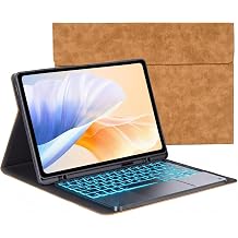 Keyboard Case for Samsung Galaxy Tab S10+ Plus / S9 FE+ Plus / S9+ Plus 12.4inch - 7 Colors Backlit Trackpad Keyboard, S Pen Holder Brown, for 12.4 Inch-S10+/S9FE+/S9+/S8+/S7+