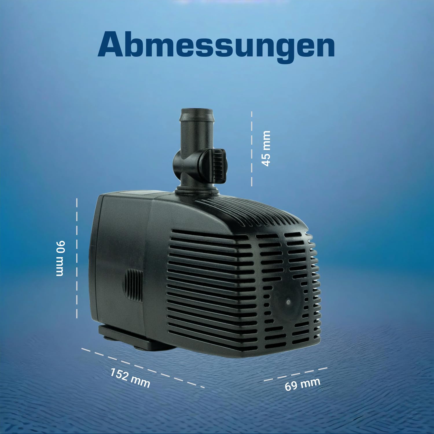 Teichpumpe 12 V – 1.500 L/H, 25 Watt, 10m Kabel, 250 cm Förderhöhe, Wasserpumpe, Aquariumpumpe, Wasserspielpumpe und Zimmerbrunnen-Pumpe | Brunnenpumpe | Tauchpumpe | Springbrunnen-Pumpe | KEP1500L
