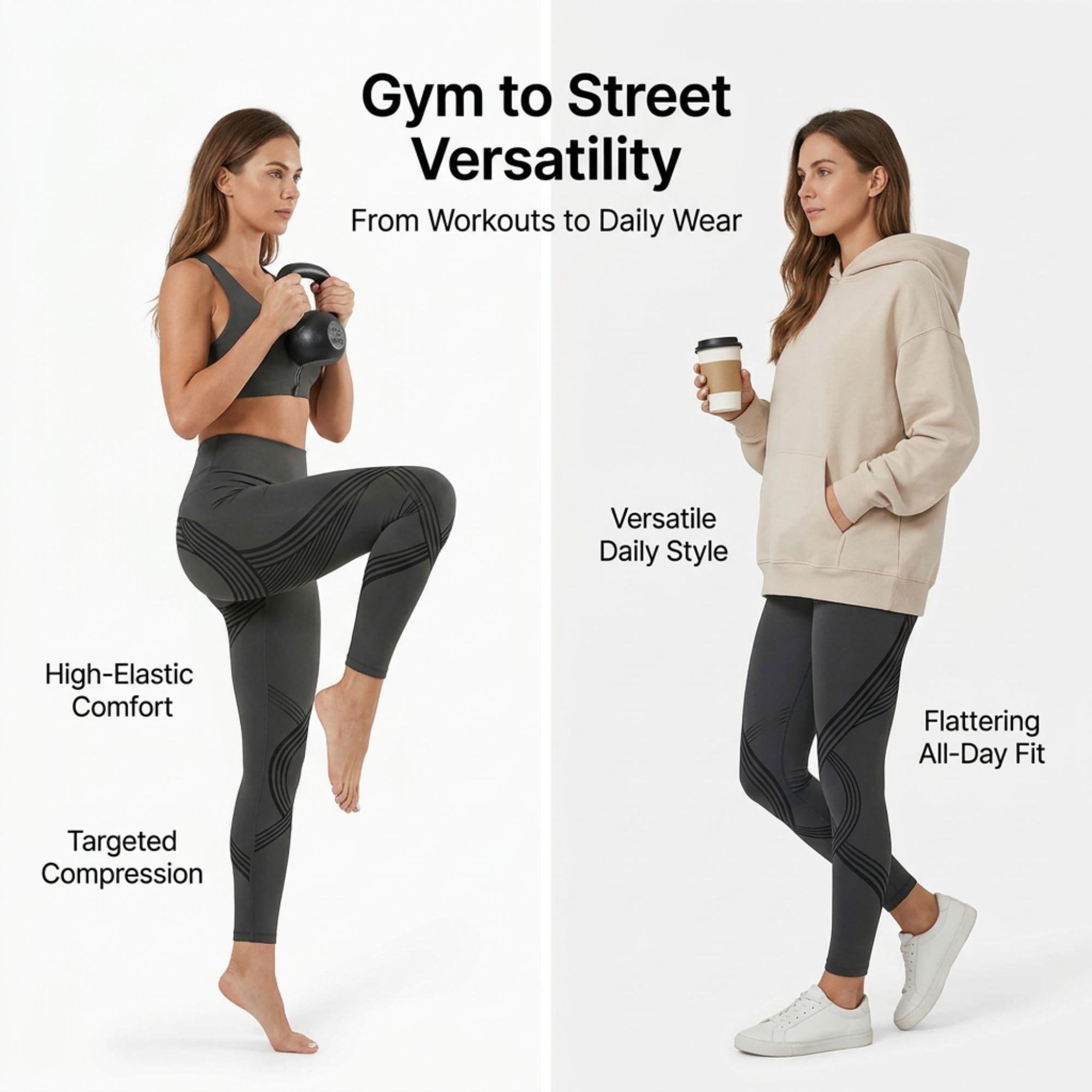 Leggings a compressione da donna, a vita alta, controllo della pancia, sollevamento dei glutei, senza cuciture, tessuto morbido, adatti per allenamenti in palestra e yoga