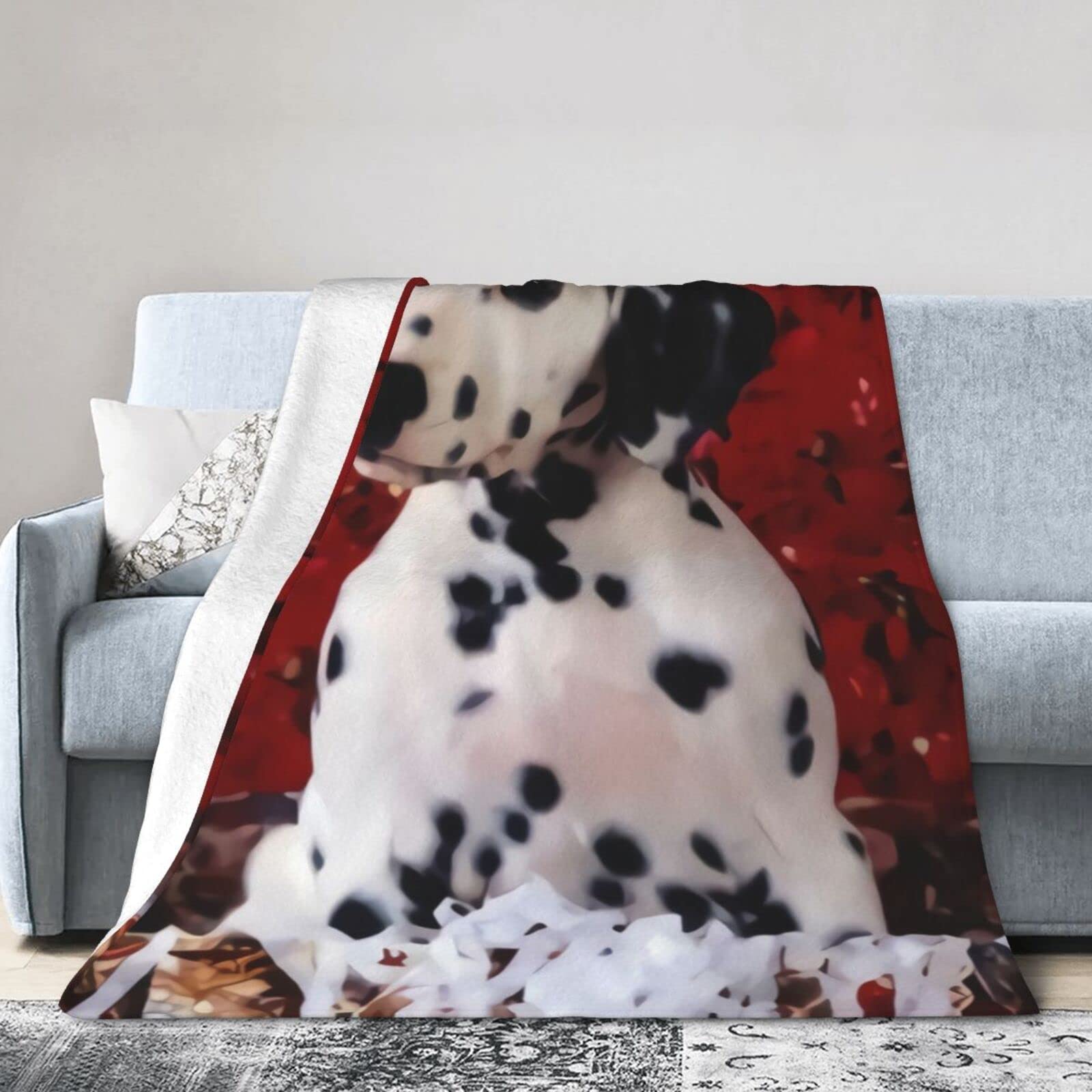 Dalmatian Puppy Soft Micro Flannel Blanket Throw, Warm Cozy Lightweight Decorative Blanket for Sofa Couch Bed, Printed Blanket Gifts for Kids Girls Boys Women Men