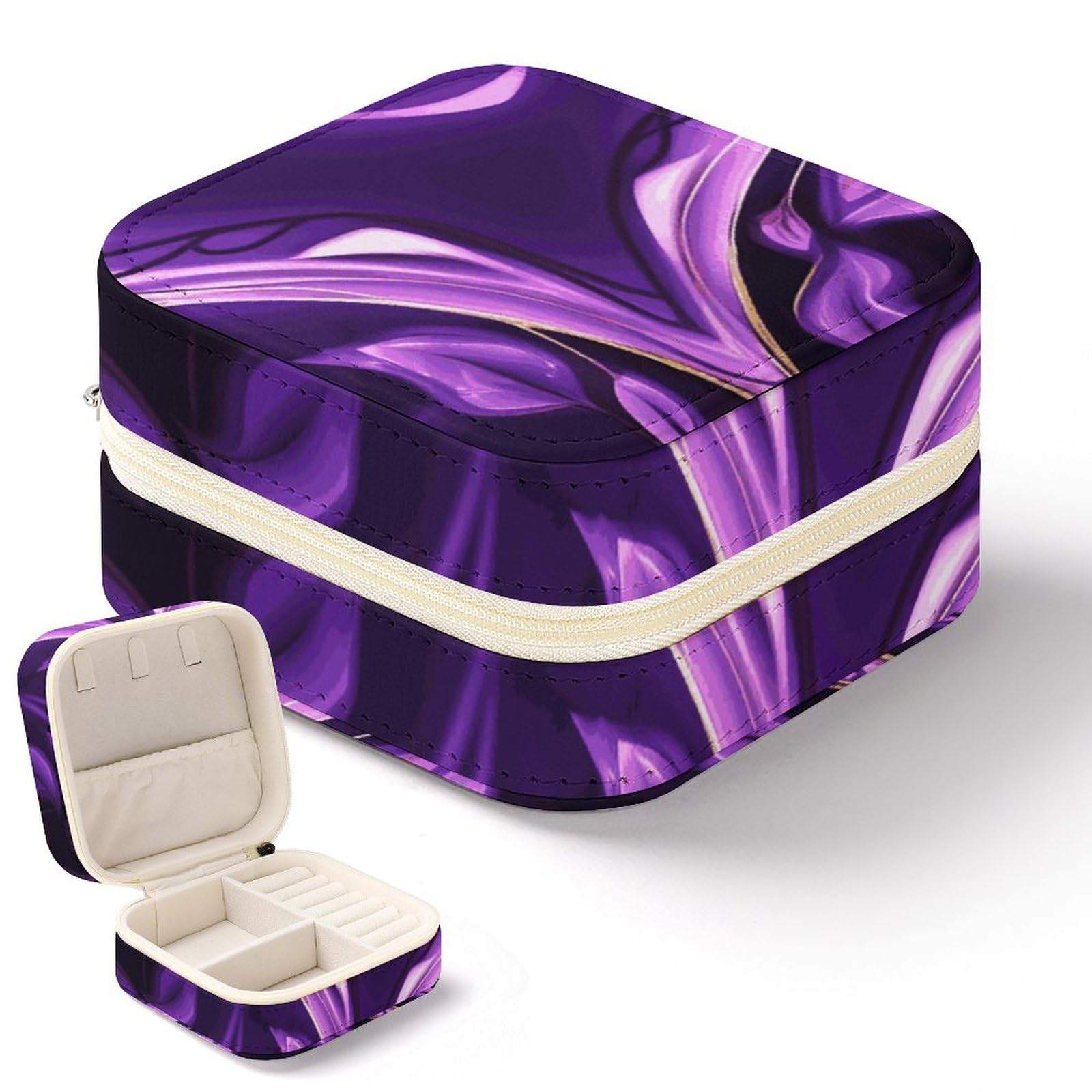 Boîte à bijoux portable violette idéale pour vos voyages et week-ends