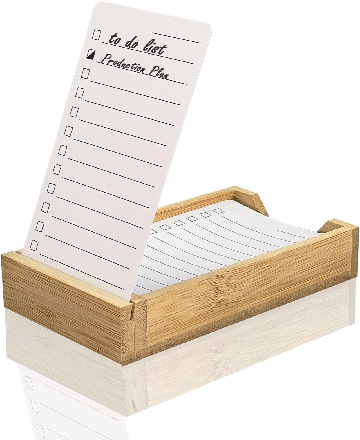 AAiphuwew Daily To Do List Planner, Daily ToDo Checklist Cards and Bamboo Stand, 50 To Do Cards, Productivity System Planners Notebook for Work Office Accessories