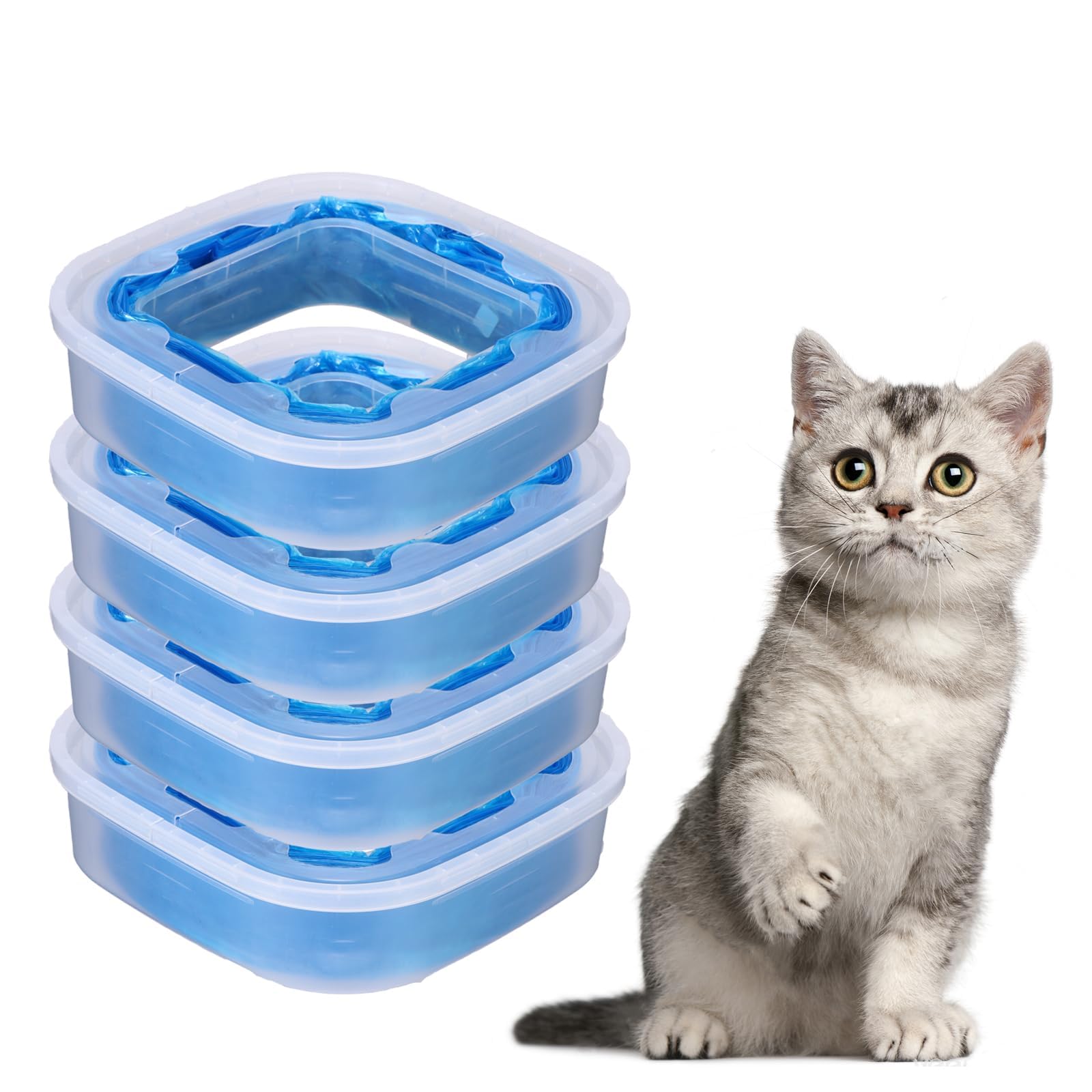 4 Pack Cat Litter Refills Bag, Litter Refills Generic Compatible with Standard/XL Genie Litter Disposal Refill Cartridge, leak-proof and tear-resistant (Included One Non-original Refill Cartridge)