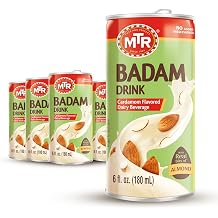 MTR Badam Drink Almond Milk - Cardamom Flavored Ready-to-Drink Authentic Indian Almond Beverage with Almond Chunks, Gluten-Free, No Preservatives or Artificial Flavors, Pure Refreshing Drink - Pack of 6