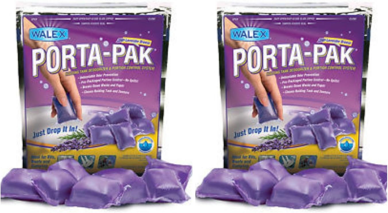 Porta-Pak "Lavender Breeze" Black Water Holding Tank Toilet Treatment Deodorizer Drop Ins (2)