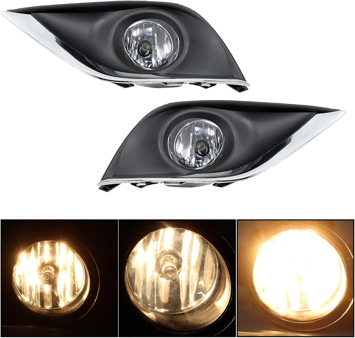 labwork 1 Pair Fog Lights Assembly Replacement for Nissan Versa 2015-2018 Clear Lens with Bulbs Harness Switch Driving Fog Light Lamp 261558990A 261559B91B