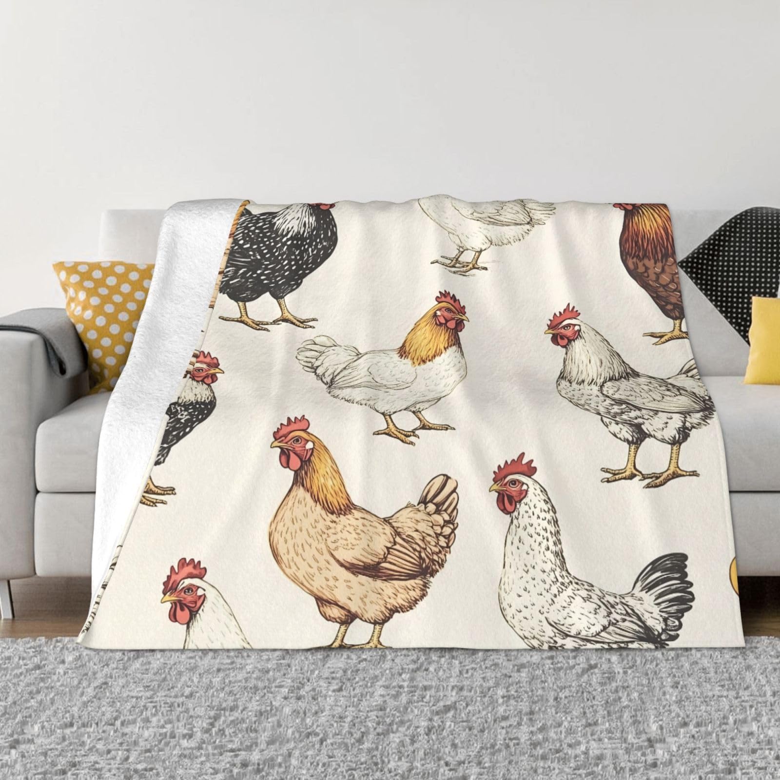 Couverture polaire coq en flanelle de qualité supérieure et style rustique chic