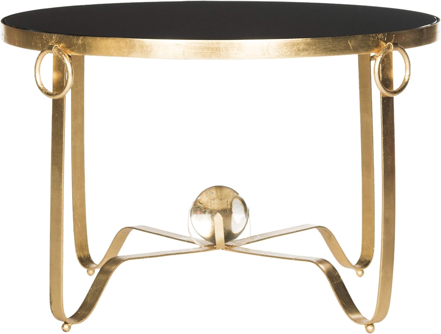 Safavieh Home Collection Elisha Black and Gold Leaf Round Coffee Table