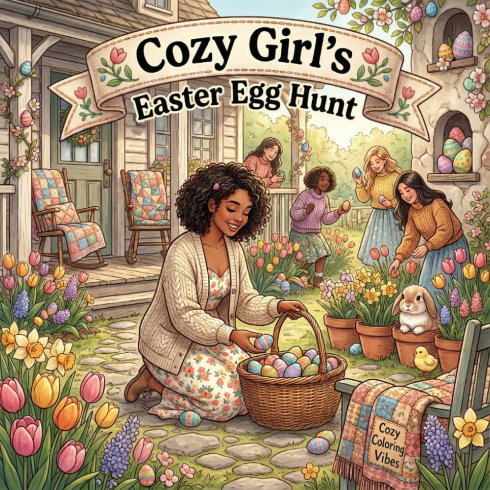 Cozy Girl's Easter Egg Hunt: Bold & Easy Line Design Adult Coloring Book | Relaxing & Aesthetic Homebody Scenes in Fun Hygge Holiday Moments | Cute ... & Mindfulness Therapy (Cozy Girl Collection)