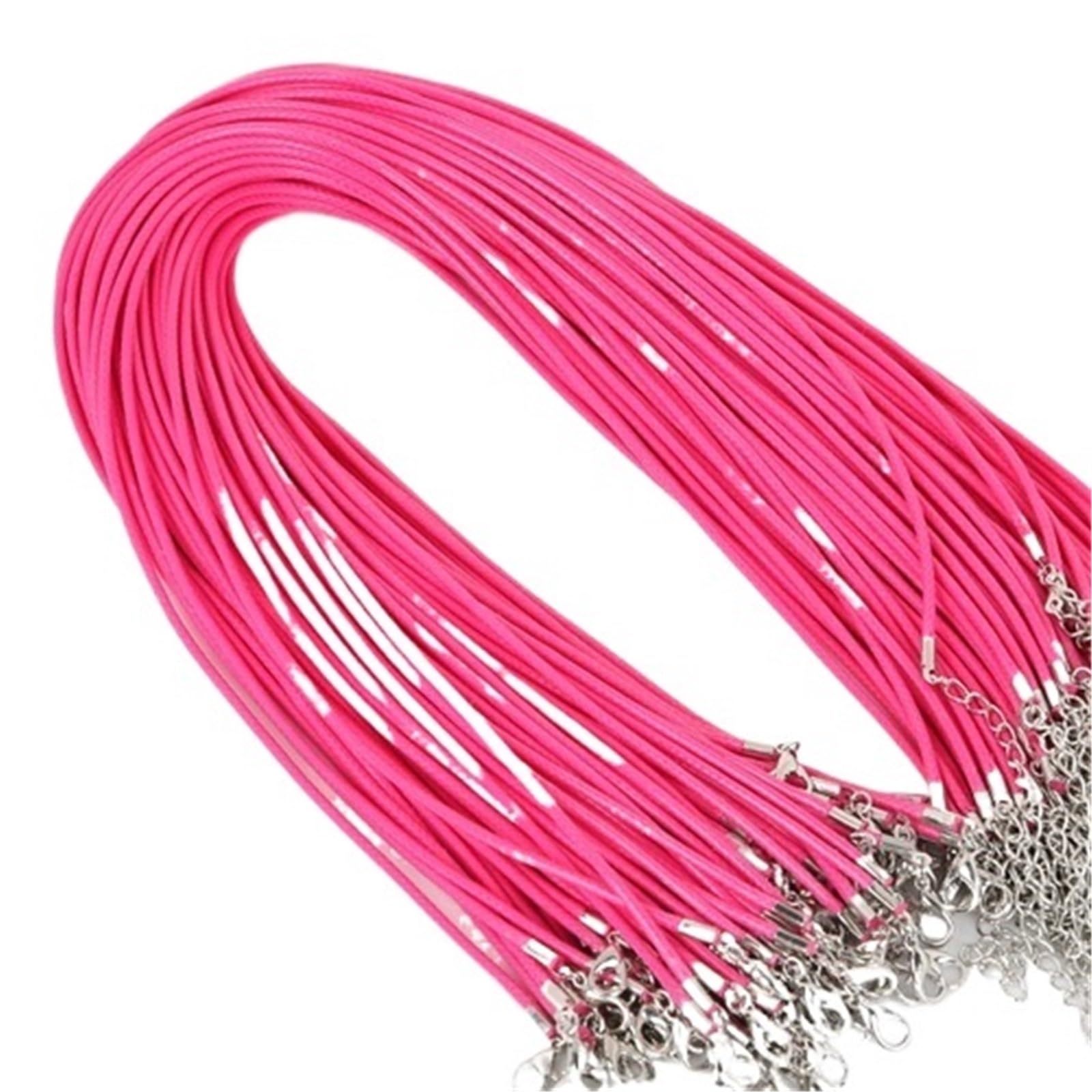 Naszyjnik ze sznurka 100 sztuk zapięcie homara sznurek regulowany woskowany przewód nylonowy skórzana pleciona lina naszyjnik i bransoletki wisiorki ustalenia(Fuchsia)