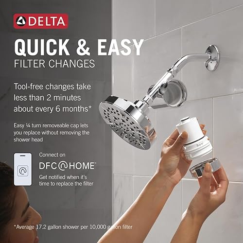 Miniatura 4 de Delta Faucet Clarifi - Filtro de ducha estándar con filtro, filtro de agua de ducha, filtro de cabezal de ducha, cromado 7SF100