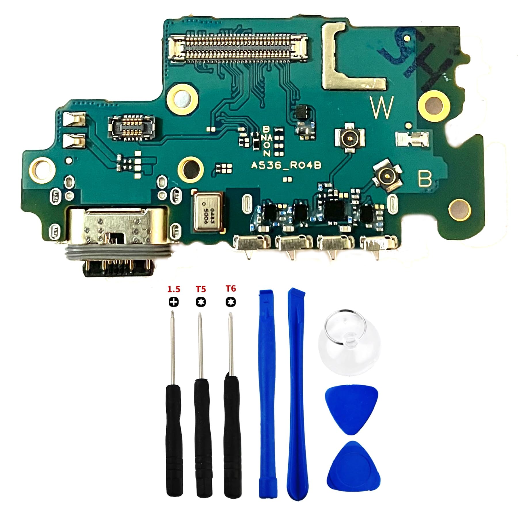 Charging Port Dock Connector Replacement for Samsung Galaxy A53 5G SM-A536U SM-A536U1 SM-A536V USB PCB Board Flex Cable Module with Tool Kit