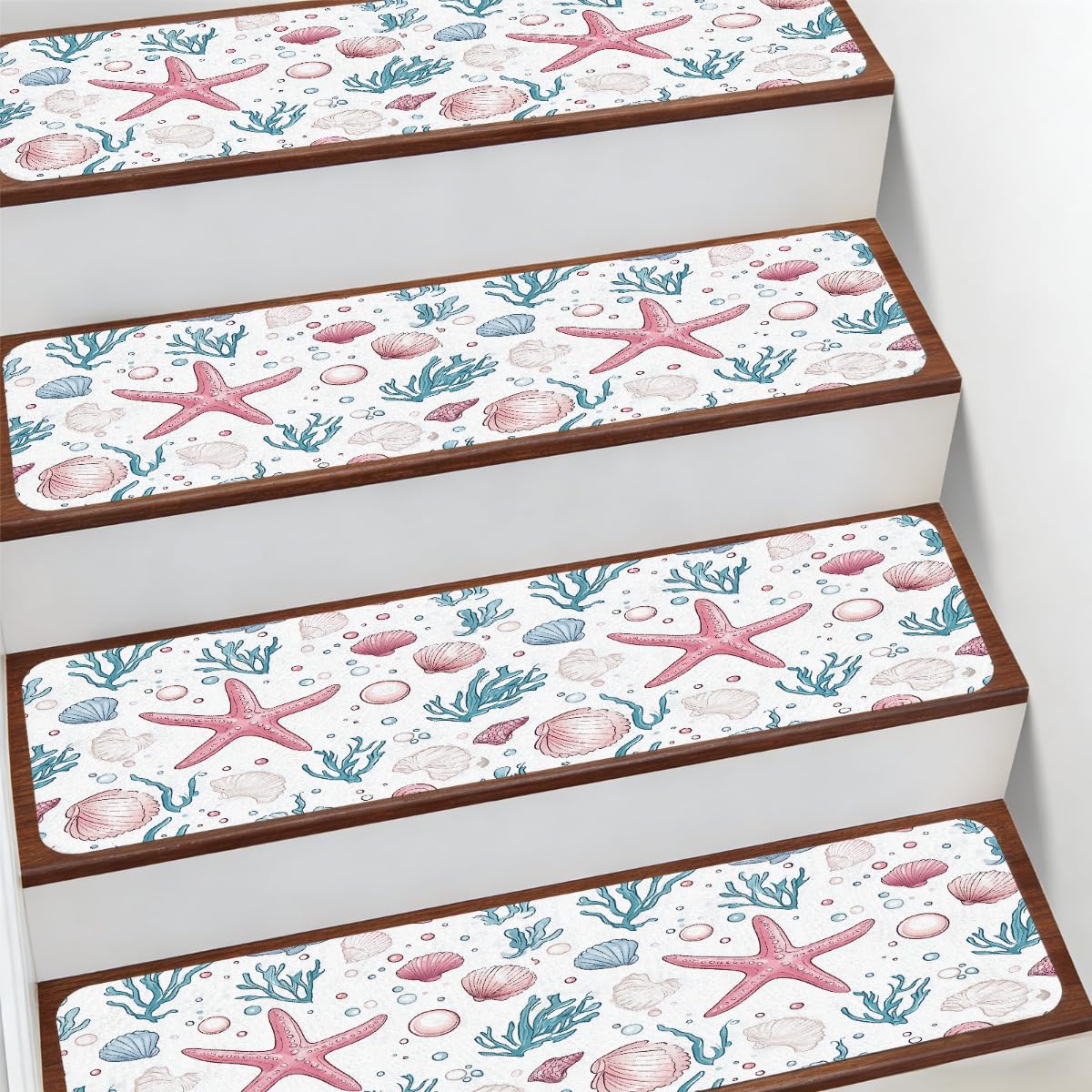 Alfombras para escaleras Mexpekil de 7.8x30 pulgadas con diseño playa