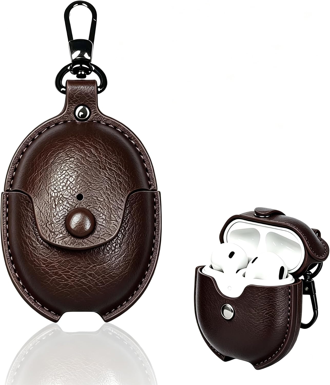 SKPY Portable with Secure Snap-Fastener Leather Case Compatible with Google Pixel Buds Pro/Buds Pro 2 Fashion Scratch Cover with Anti-Loss Keychain for Womens Mens