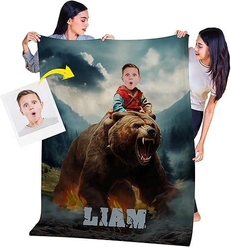 Vista 71 de Manta personalizada de dinosaurio, manta personalizada de dinosaurio para niños, regalo de foto personalizado para él, manta Minky de 50 x 60