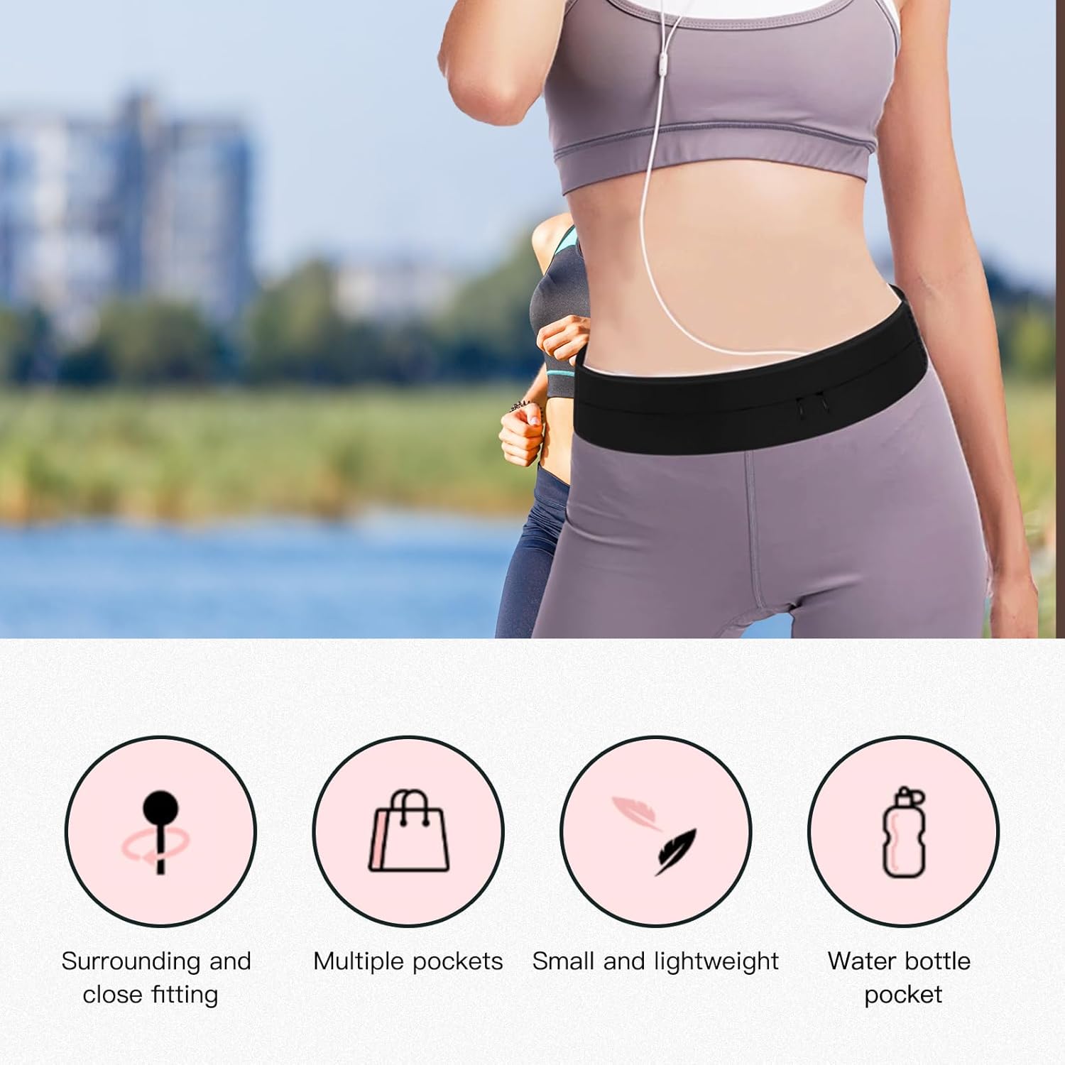 Running Belt with Water Bottle,Running Belt,Can Hold Daily Essentials, Suitable for Runners Between 31.5 and 45 inches - Image 6