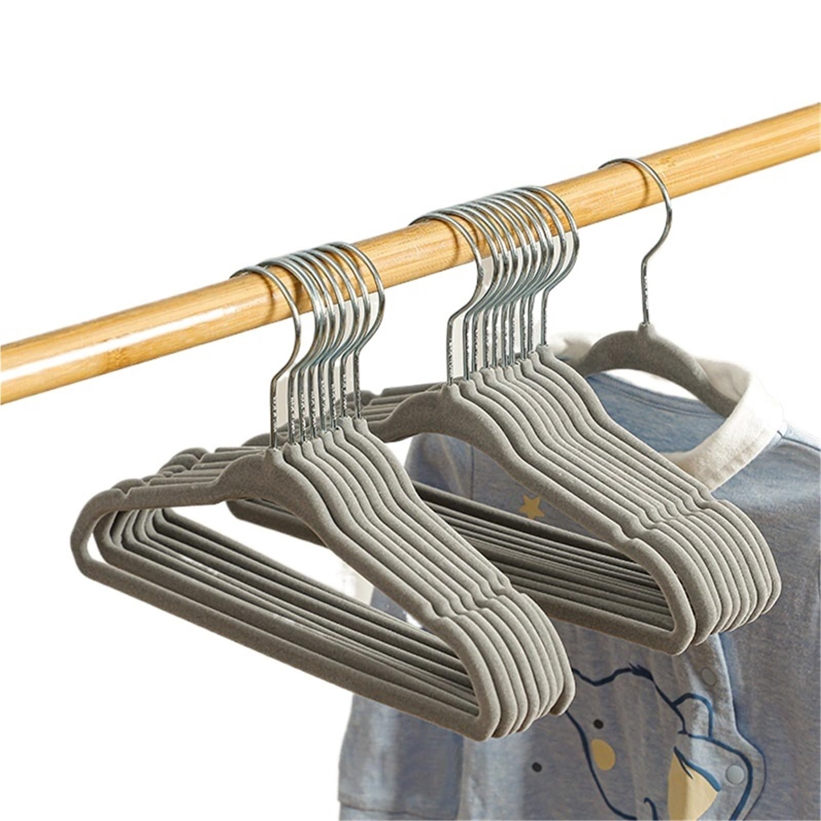 10/20pcs Velvet Hangers Non-Slip Rotin Clothes Portable Closet Organizer Drying Space Saving for Coats and Jackets(Grey coat hanger,20pcs)