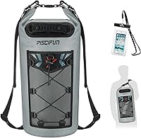 Vista 24 de Piscifun Bolsa seca, mochila flotante impermeable 10L/20L/30L/40L con funda impermeable para teléfono para navegación, kayak, pesca