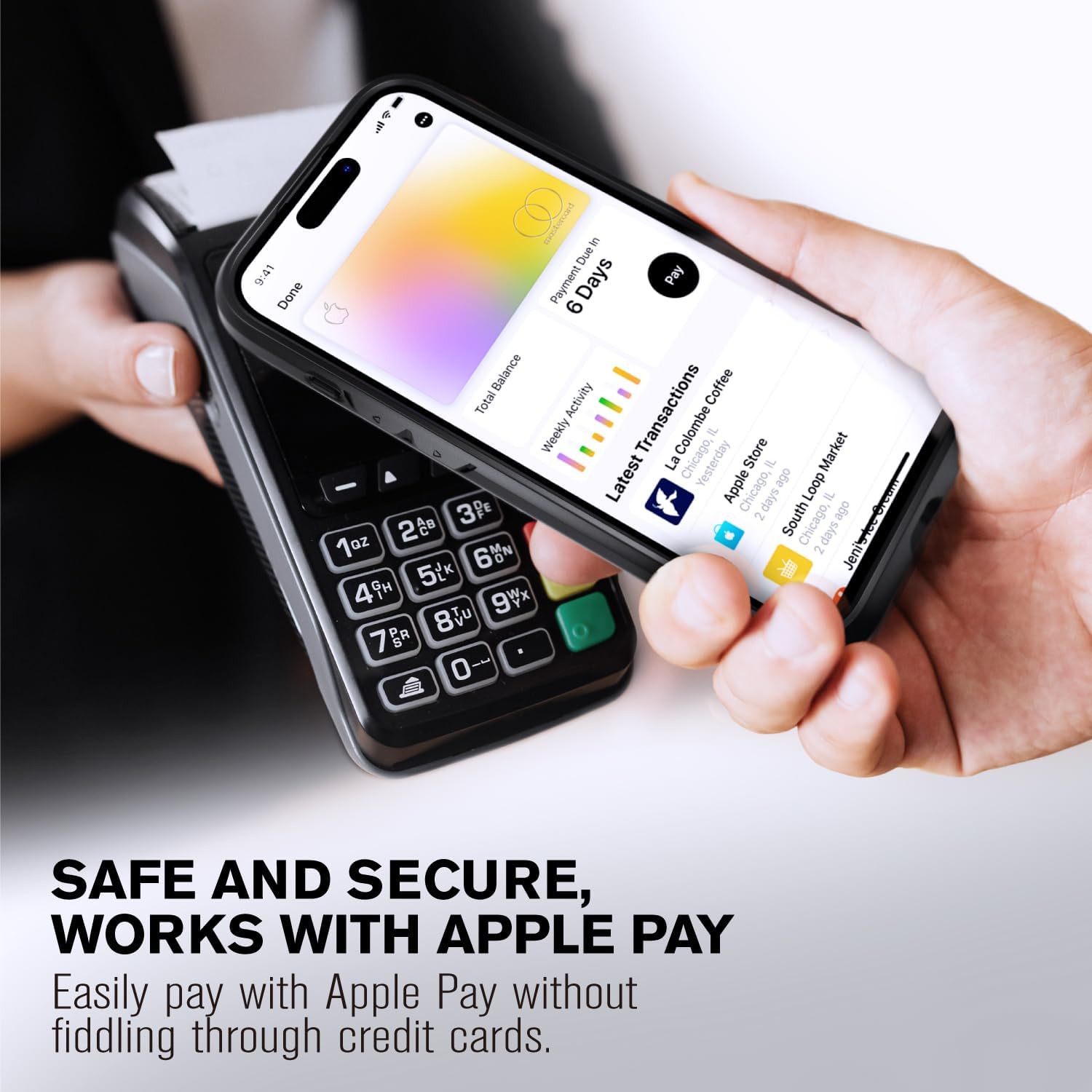 VENA vCommute for iPhone 15 Pro Wallet Case, [Military Grade Drop Protection] Flip Leather Cover Slot Card Holder with Kickstand - Black Slate - Image 6