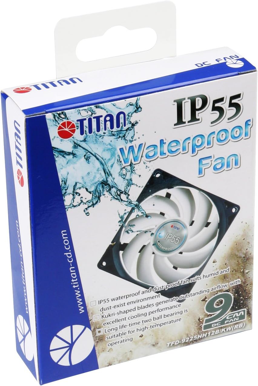 TITAN- 12V DC IP55 Waterproof/Dustproof Case Cooling Fan (90mm (2 Pack))