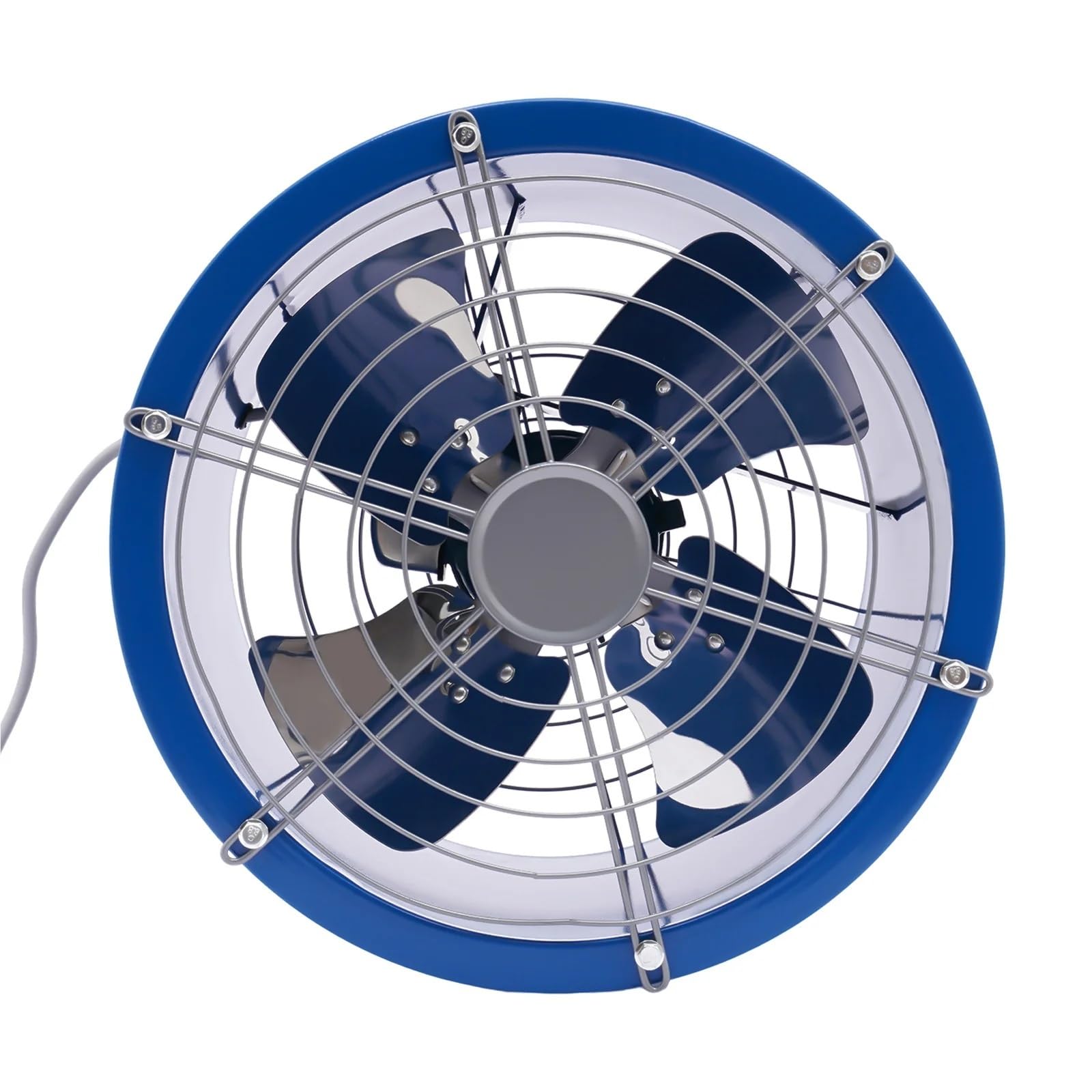 Extractor de aire cilíndrico alta potencia con motor cobre puro, 370 W, 1420 rpm, for cocina y baño, color azul,Ventilación confiable