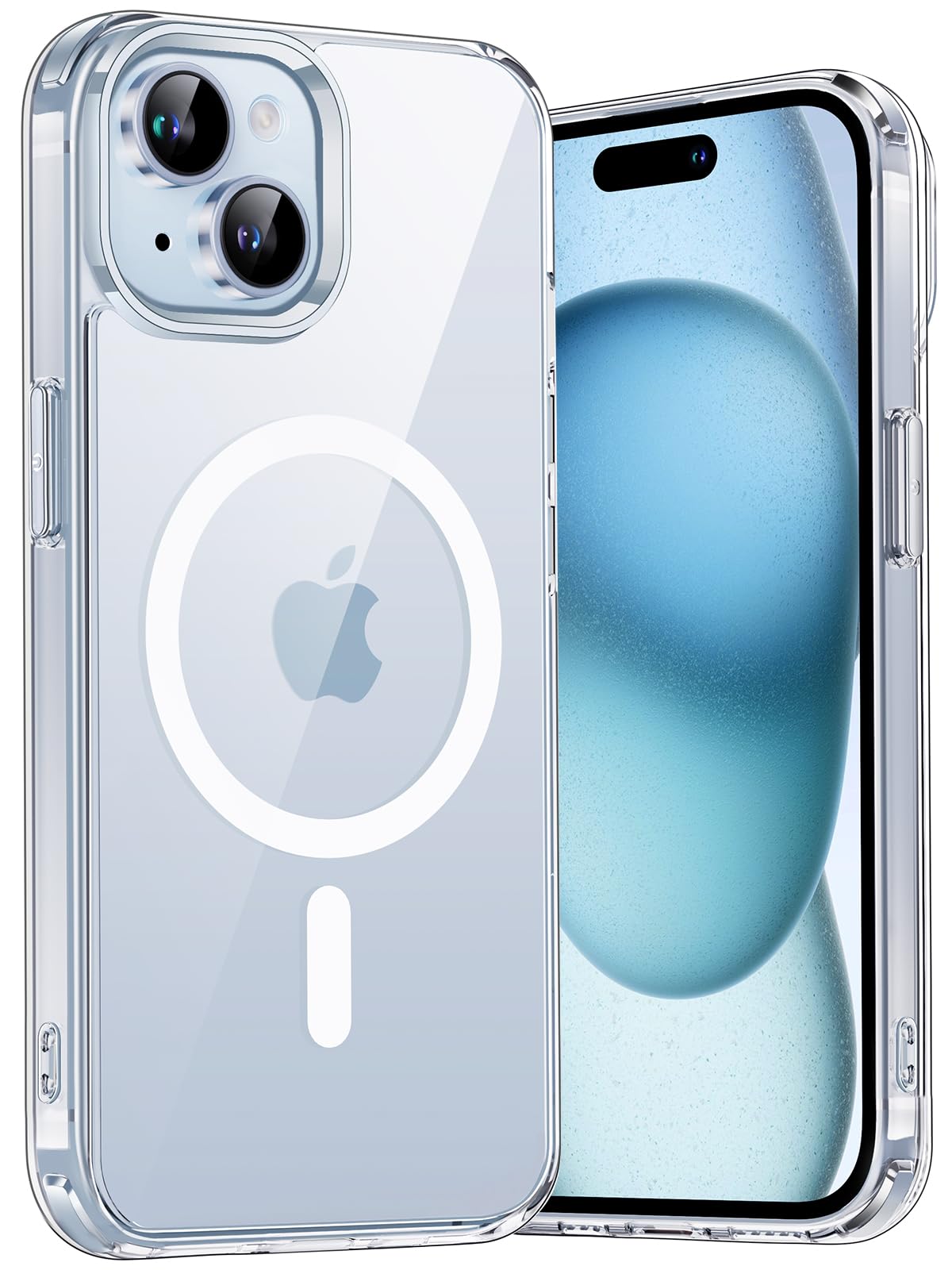 Aunote Cover per iPhone 15 6,1 Pollici Compatibile con MagSafe Ricarica Wireless, Antigraffio Trasparente, Telefono Custodia Antiurto (Trasparente)