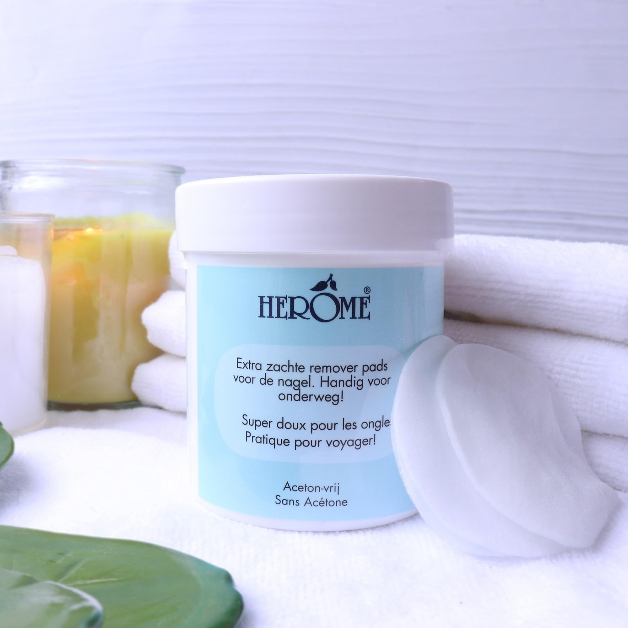 Herome Disques Dissolvants à Vernis à Ongles (Caring Nail Polish Remover Pads) - Sans Acétone - 100 pads
