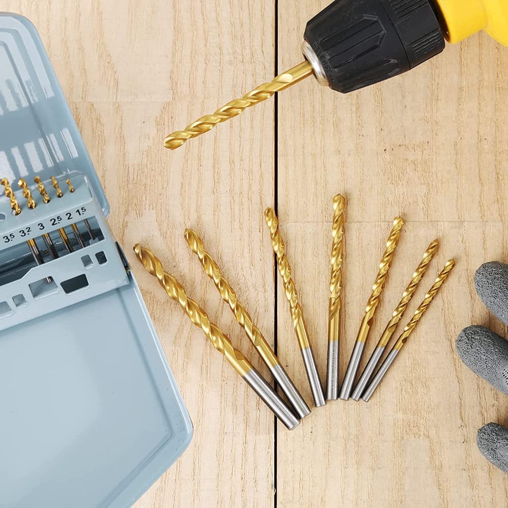 Juego de brocas helicoidales M42 con revestimiento de titanio 8% cobalto para acero inoxidable y metal duro, juego de brocas de alto cobalto con revestimiento de titanio de grado industrial