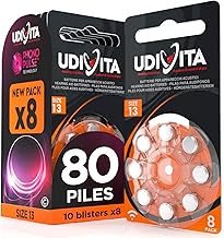 Zinc-Air Hearing Evolution Hearing Batteries Size 13 Udivita PR48 (Orange) - 10 Packs of 8 Batteries