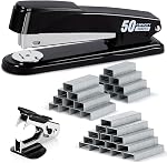 Deli Stapler Heavy Duty, Full Strip Staplers for Desk with 2000 Staples and Staple Remover, 50 Sheet Capacity, No Jam, Non-Slip Office Stapler with Staples for Office, Classroom, Blue