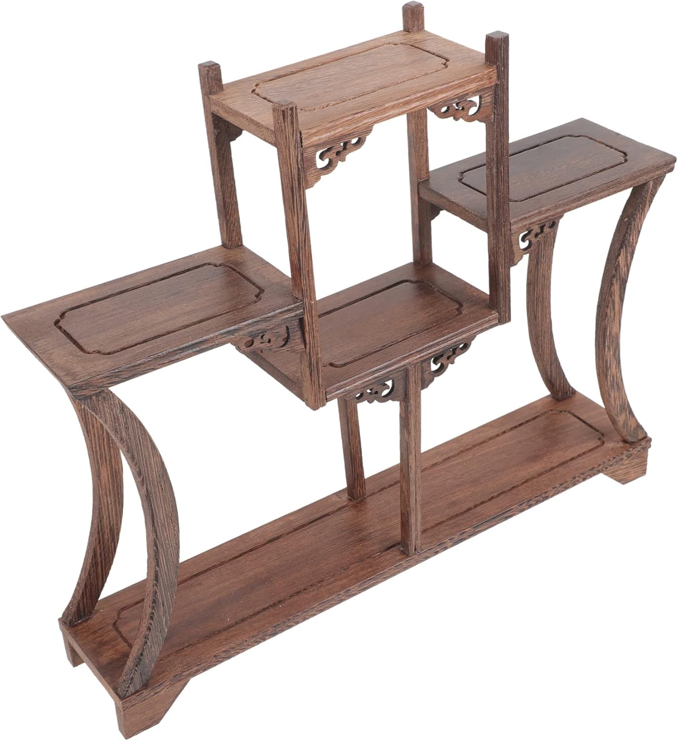 Antique Wooden Curio Display Rack Multiple Shelves Chai Wood Craftsmanship Decorative Storage for Home and Office for Showcasing Collectibles and Ornaments