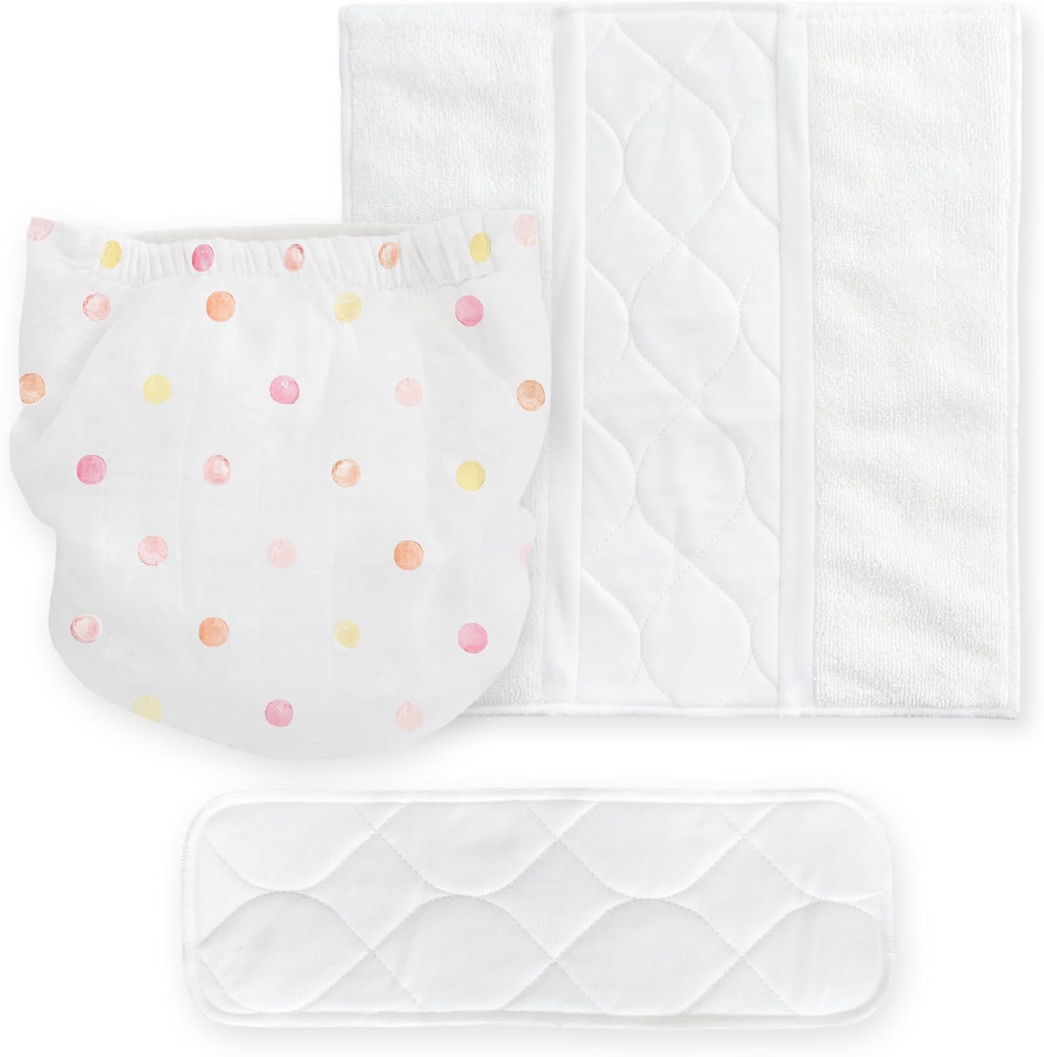 Amazing Baby Hybrid Cloth Diaper Cover with Pocket-Sling, Small, Sz 2 (8-15 lbs), Use with Boosties Inserts, Pink Watercolor Dots, SmartNappy Set includes Muslin Cover + Tri-fold Insert + Booster Pad