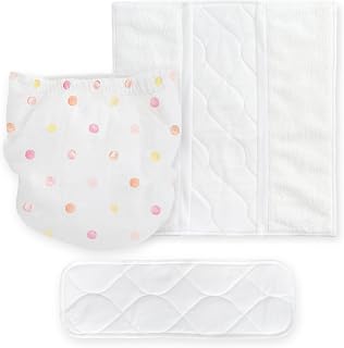 Amazing Baby Hybrid Cloth Diaper Cover with Pocket-Sling, Small, Sz 2 (8-15 lbs), Use with Boosties Inserts, Pink Watercolor Dots, SmartNappy Set includes Muslin Cover + Tri-fold Insert + Booster Pad