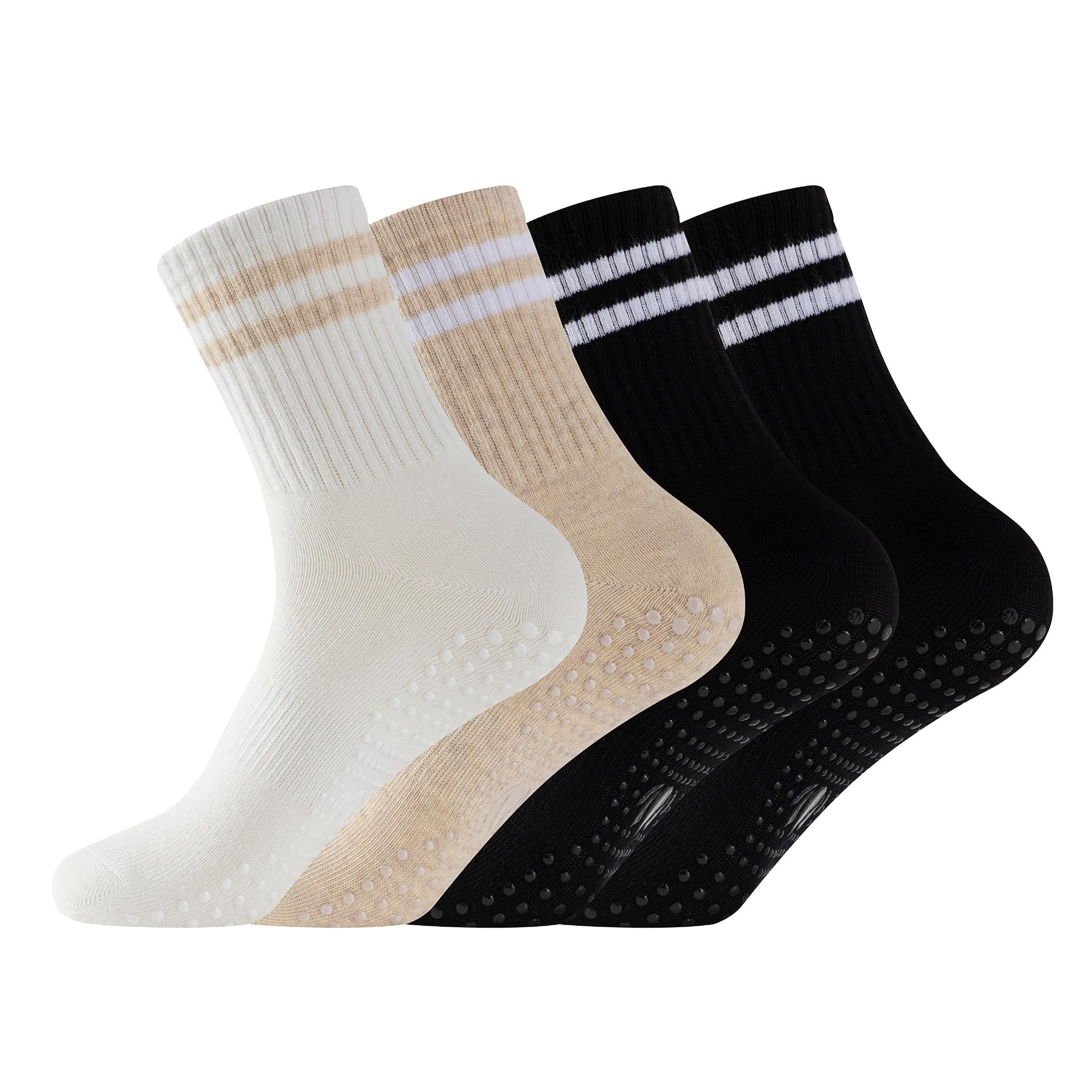 The Essentials Wardrobe 4PK Ladies Yoga/Pilates Ankle Socks - UK 4-8/EU 37-41 - Neutral