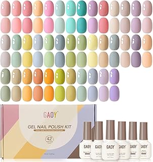 GAOY 42 Pcs Gel Nail Polish Kit, Pastel Spring Summer Pink Green Colors ...