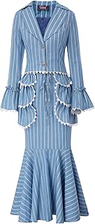 Women 3pcs Set Vintage Victorian Costume Edwardian Dress Suit Coat+Skirt+Apron - coolthings.us