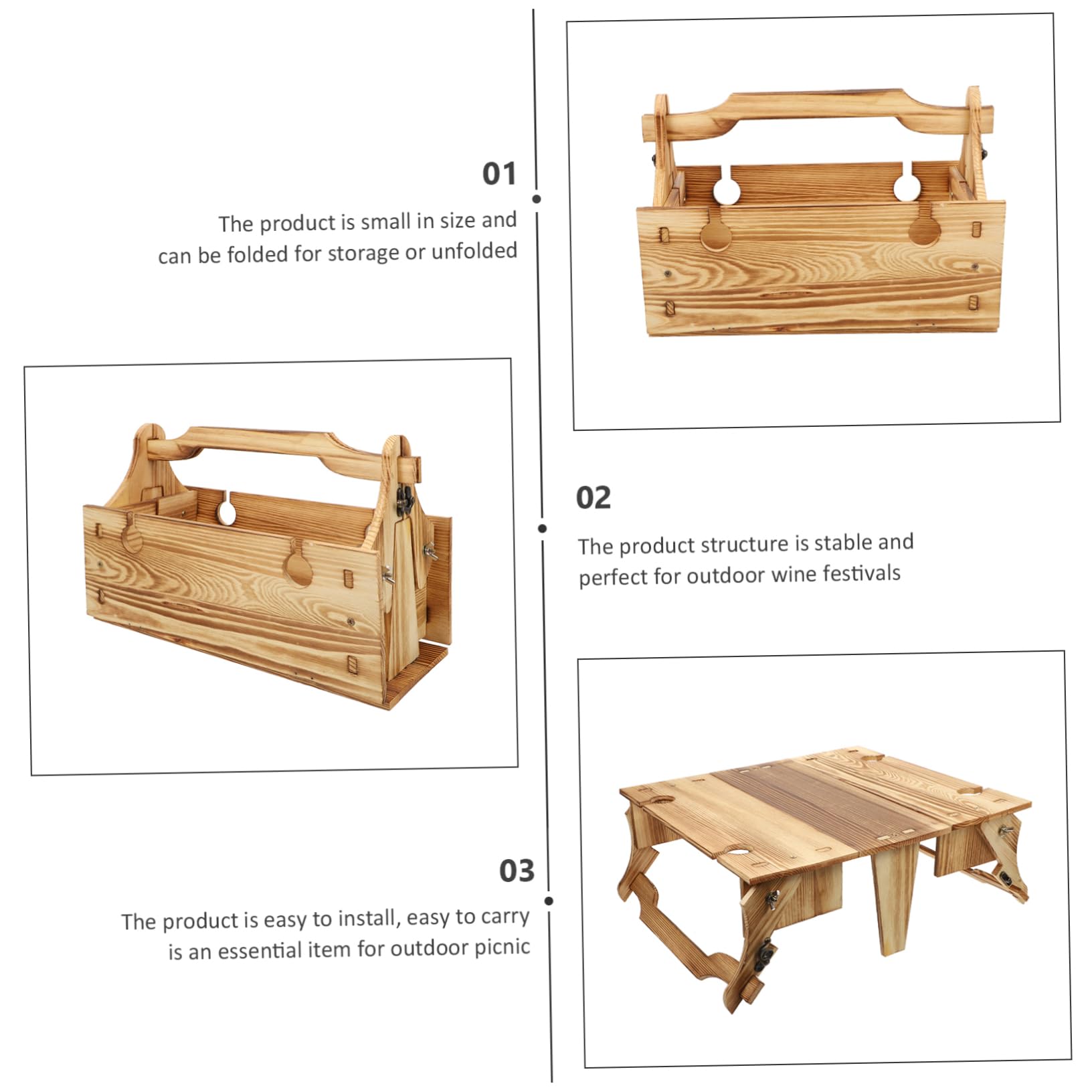 Holz-Aufbewahrungskorb, Klapptisch, Korb, Hochzeit, Blumenkorb, Holz, Outdoor, Campingtisch, Holz, Küchentisch, Outdoor-Tische, Picknicktisch, Campingausrüstung, Holz-Picknicktisch-Set/1019